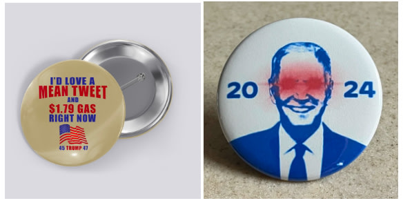 political campaign buttons from 2024