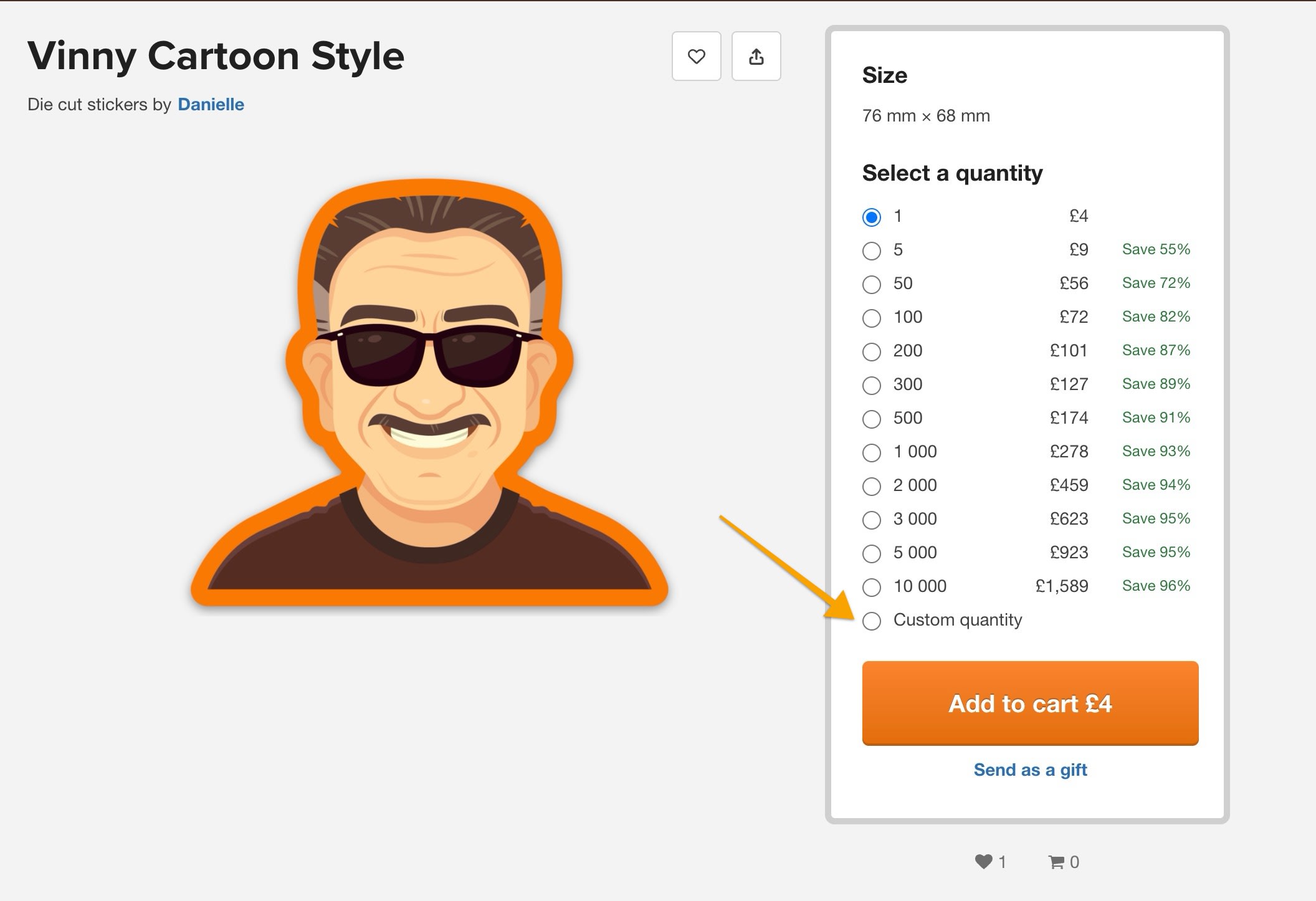 Stores allows you to select individual stickers when you order