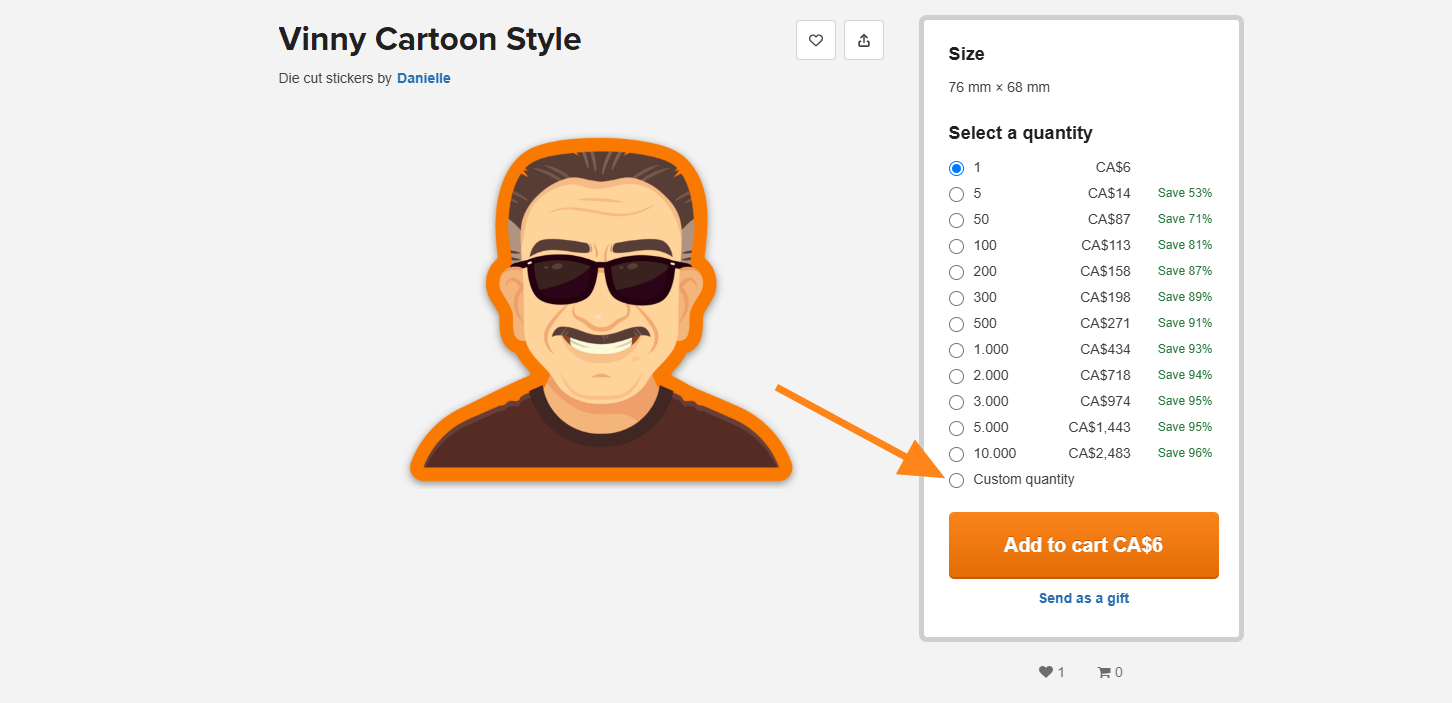 Stores allows you to select individual stickers when you order