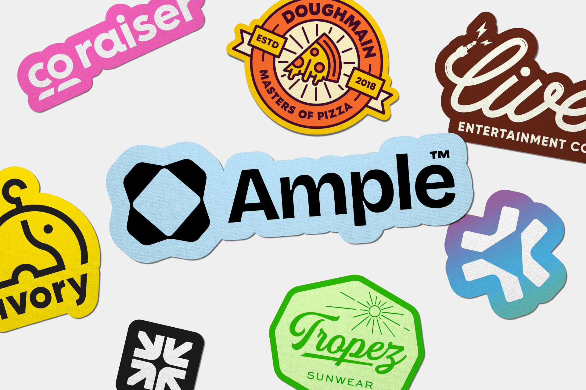 logos de empresas en pegatinas de tela