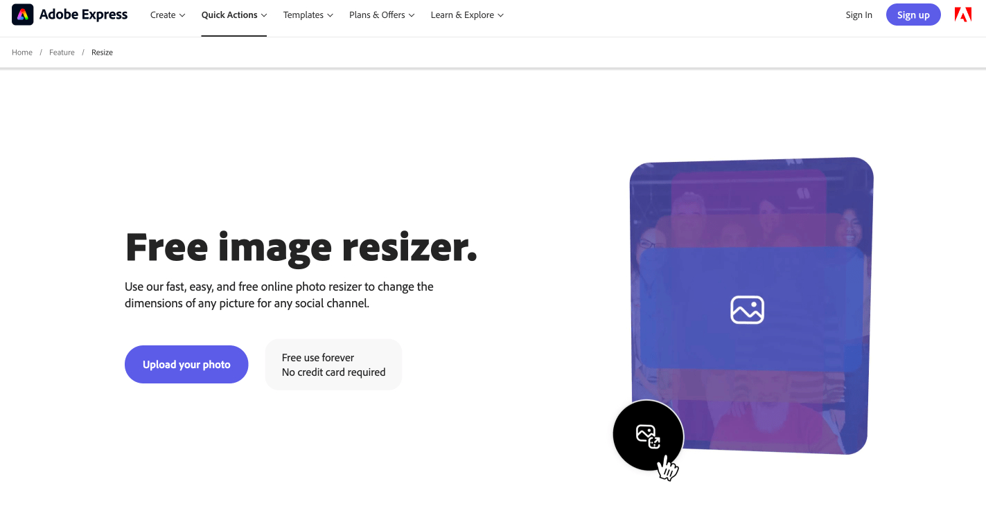 redimensionador de imagens online gratuito da adobe