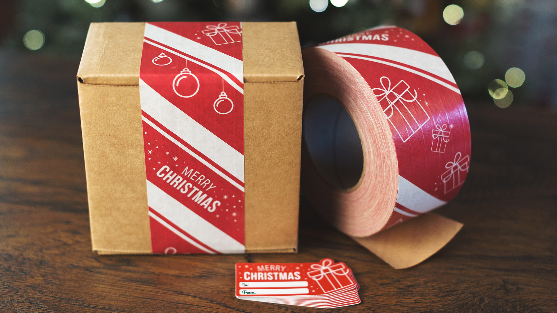 cinta de embalaje navideña personalizada