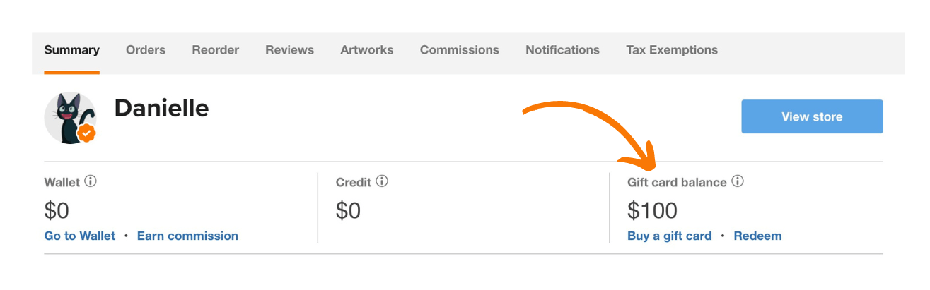 gift card balances can be found in your account summary