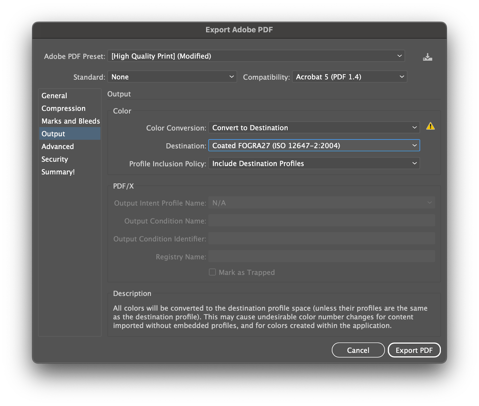 set to cmyk color mode