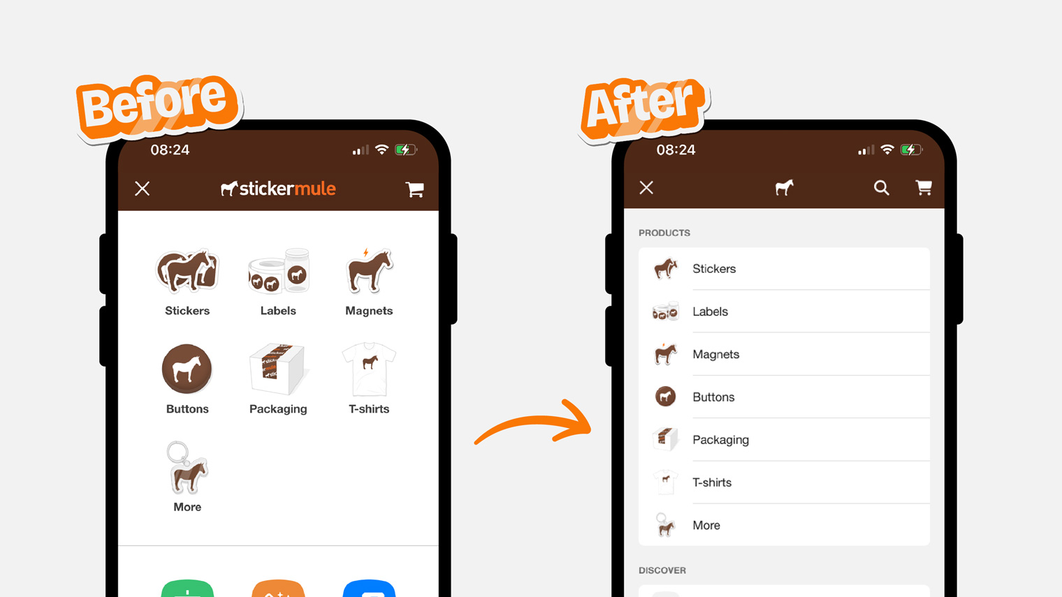 navigation mobile avant et après