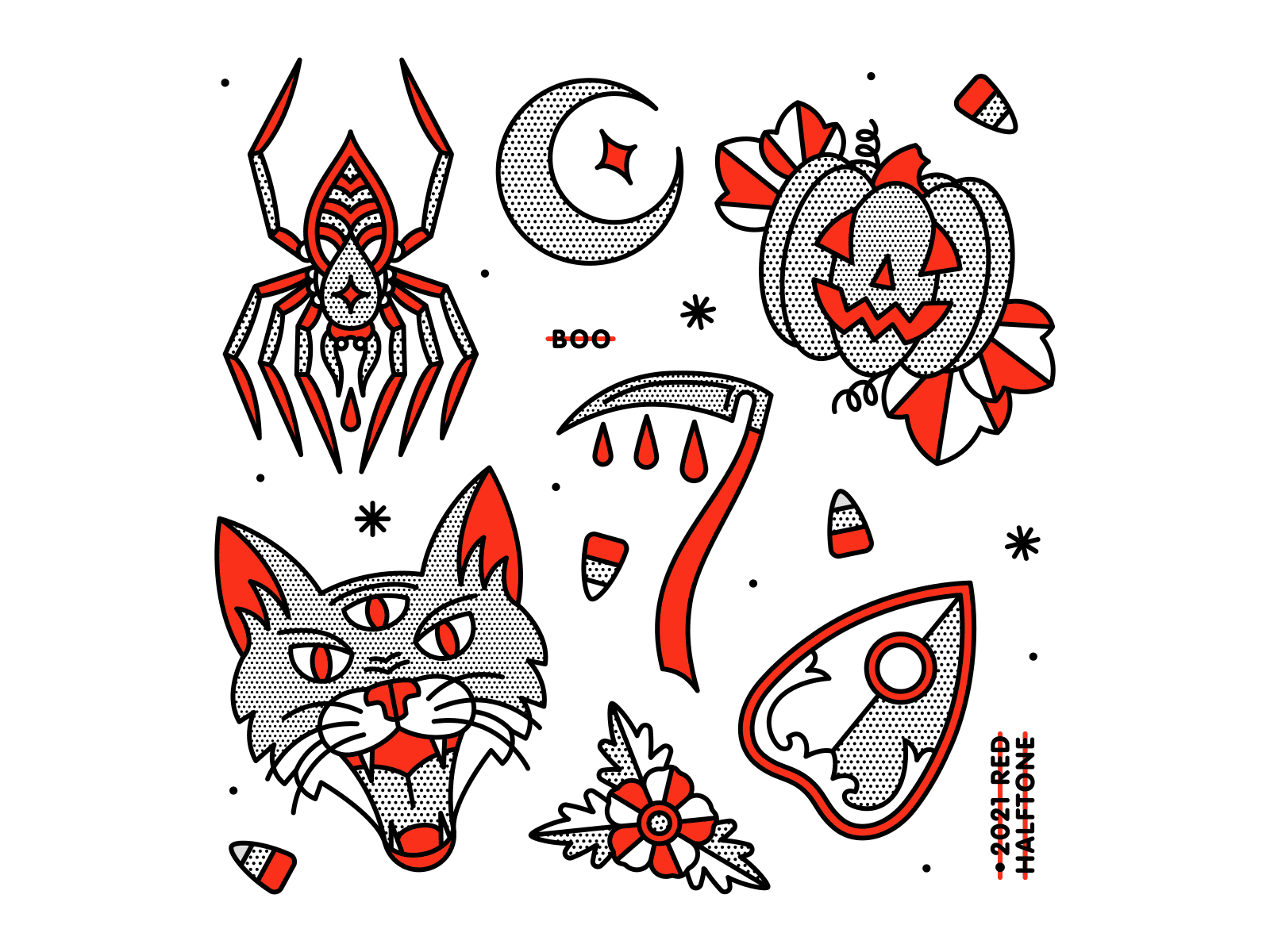 tendencia de diseño de stickers patrones de semitono
