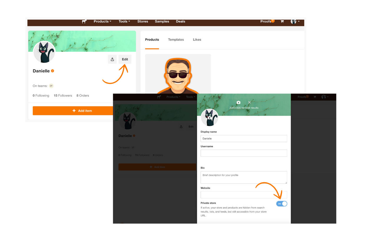 cómo hacer que tu tienda de Sticker Mule sea privada