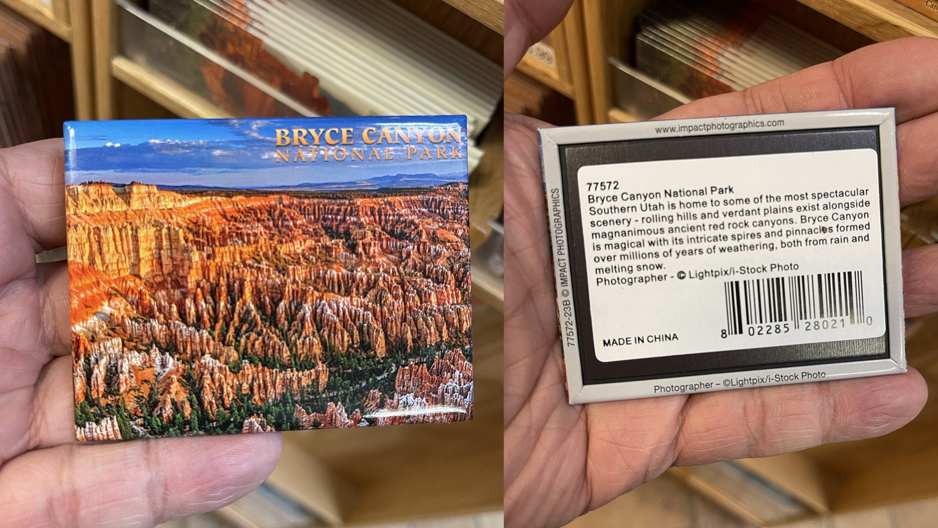 Imagem de ímãs baratos na loja de presentes de Bryce Canyon