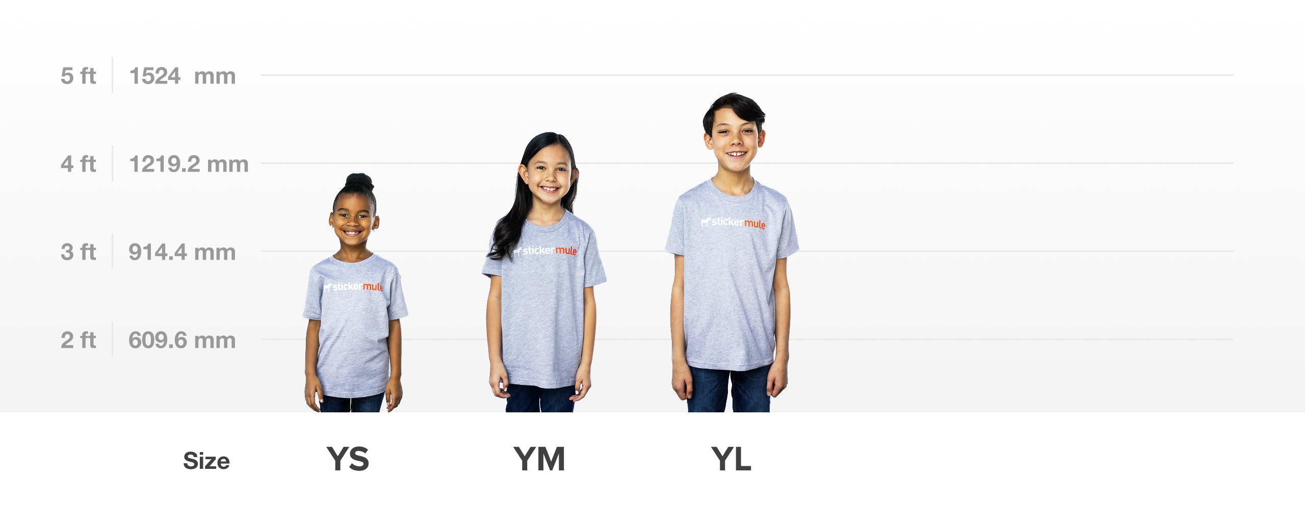 imagen que muestra las medidas de las camisetas juveniles S, M, L