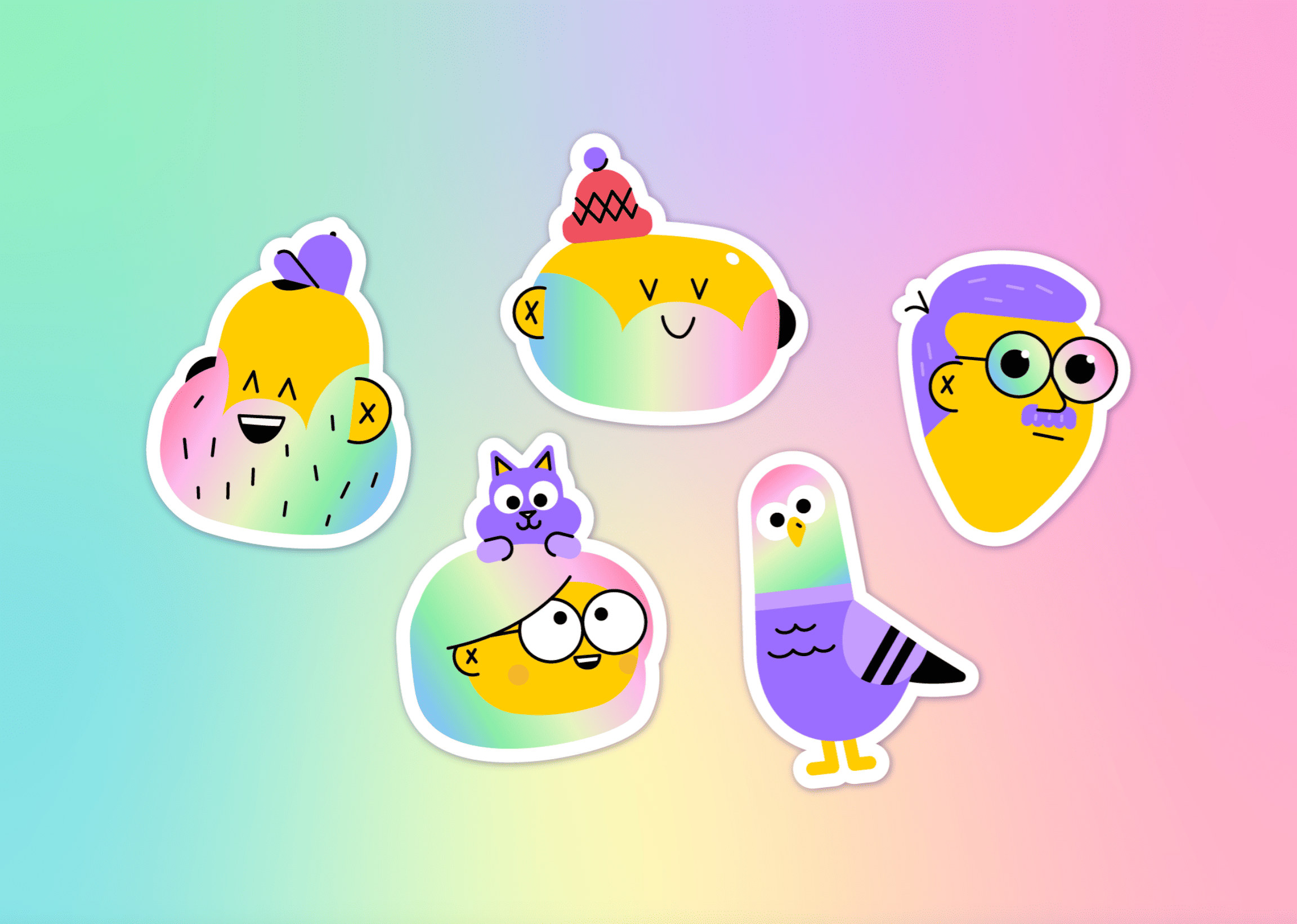 tendencia de diseño de stickers degradados