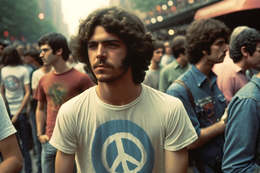 t-shirt history during 70s and protests