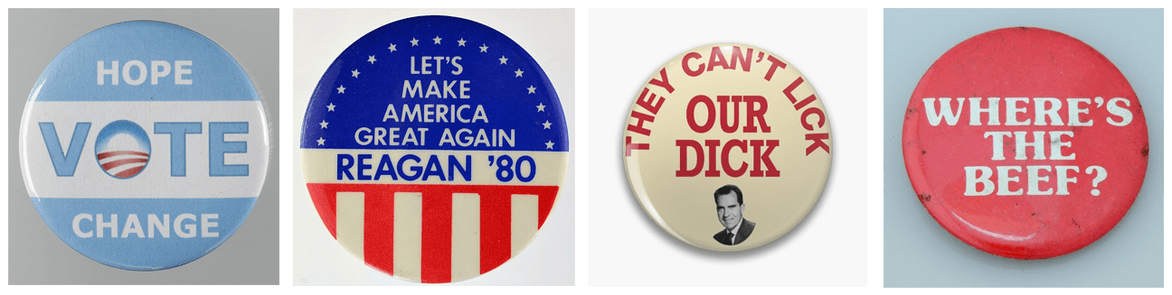 gallery of campaign buttons throughout usa history
