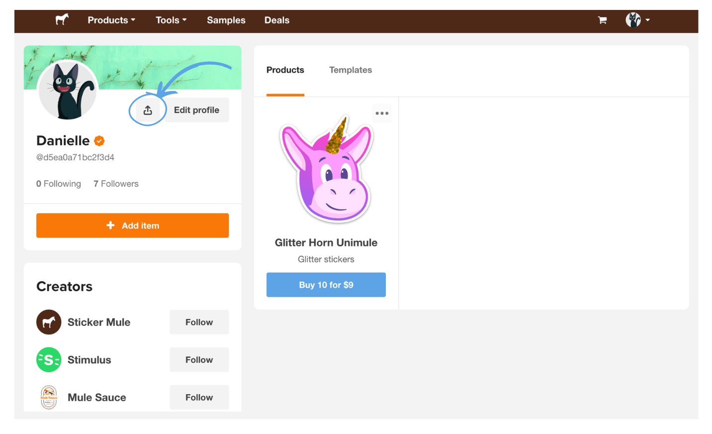 share your designs with public profiles in sticker mule