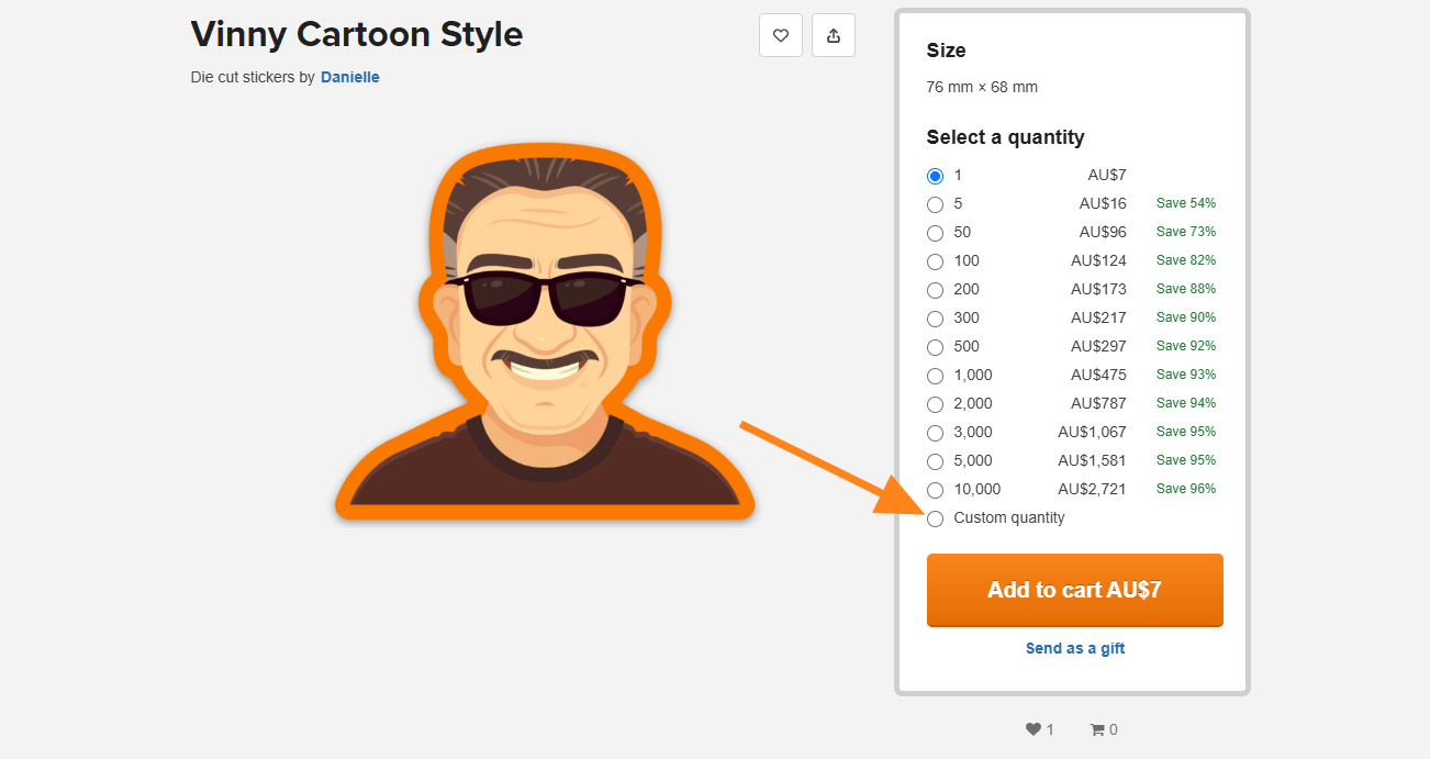 Stores allows you to select individual stickers when you order
