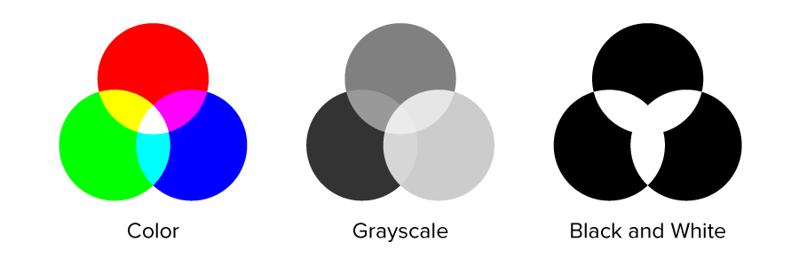 modo de escala de grises blanco y negro opciones visualizadas
