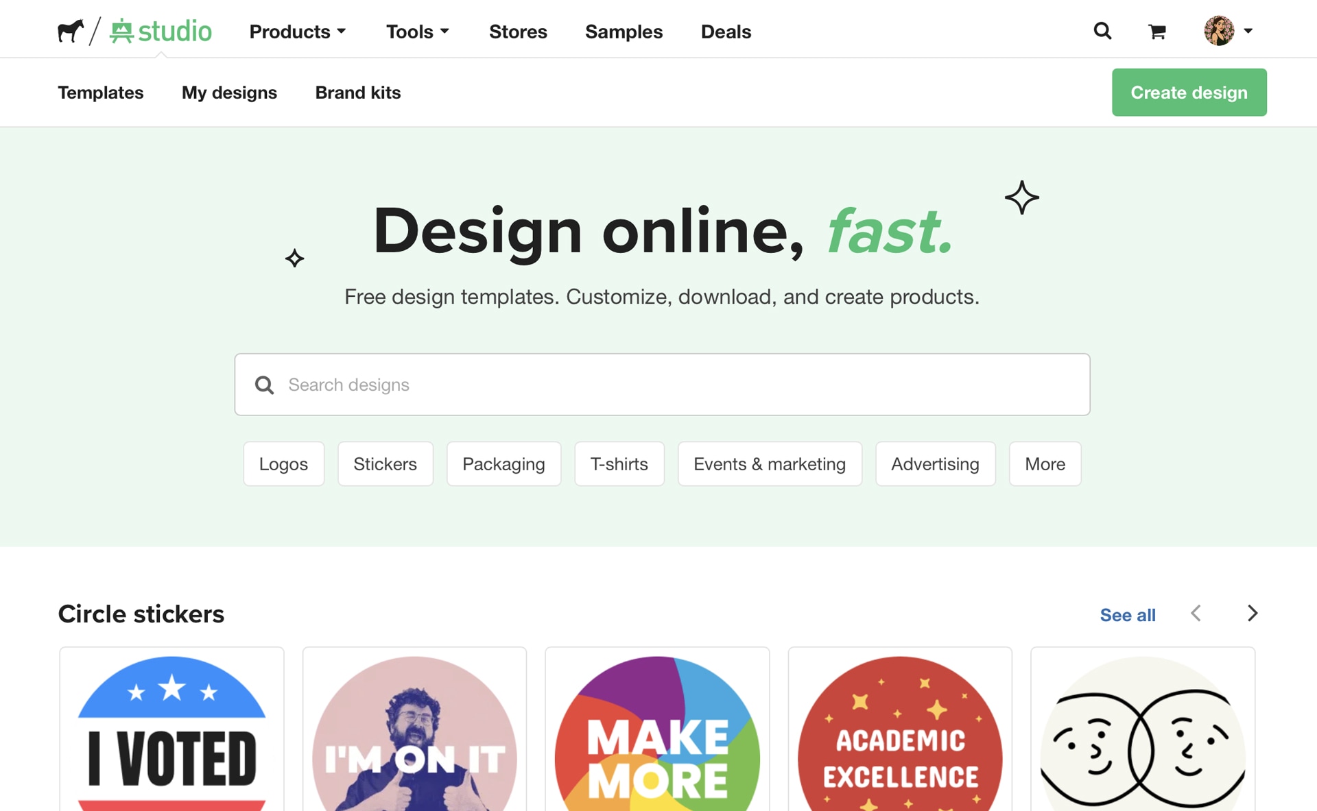 como começar com o Sticker Mule Studio