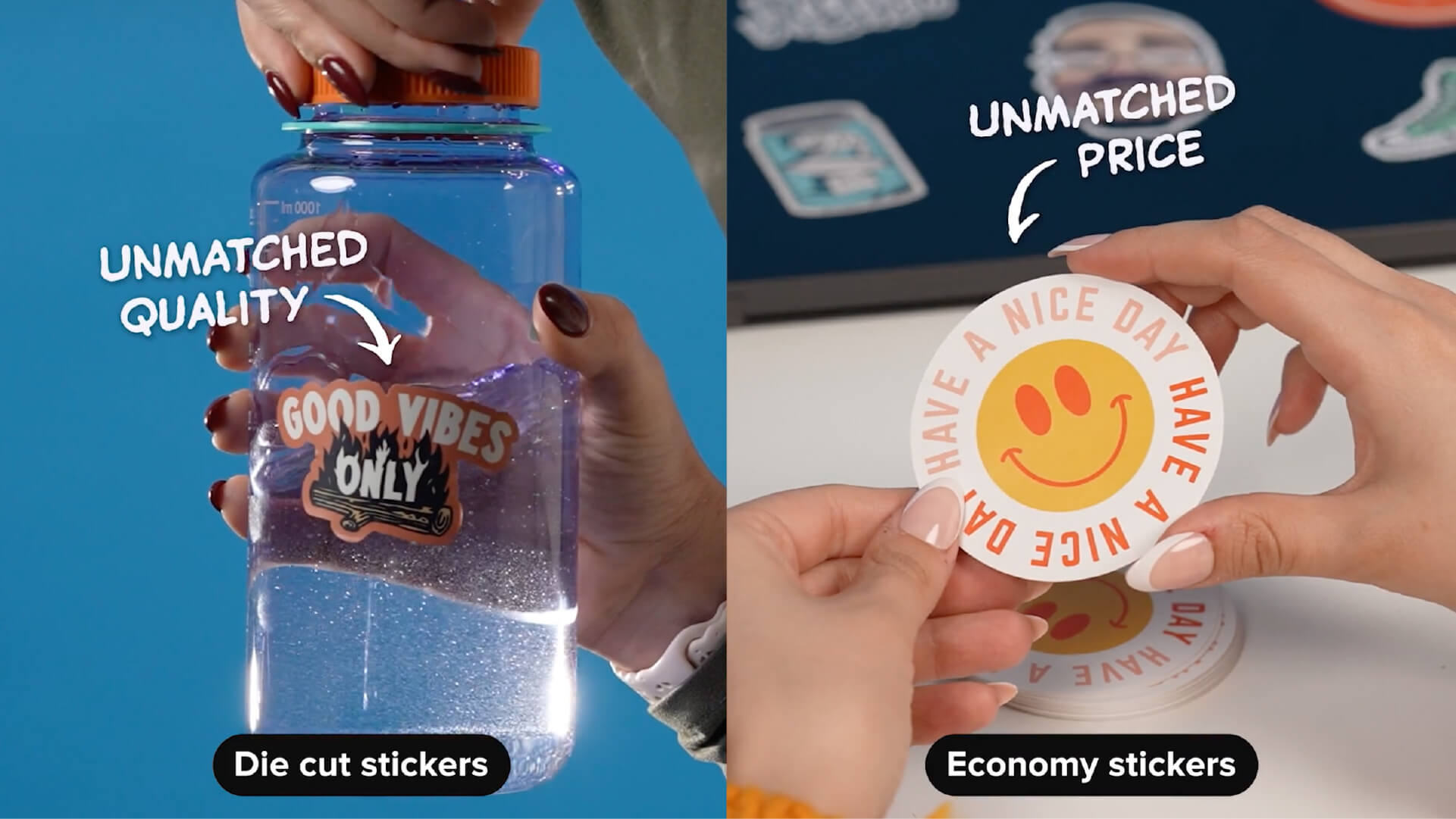 diferencias entre las pegatinas estándar y las baratas de Sticker Mule