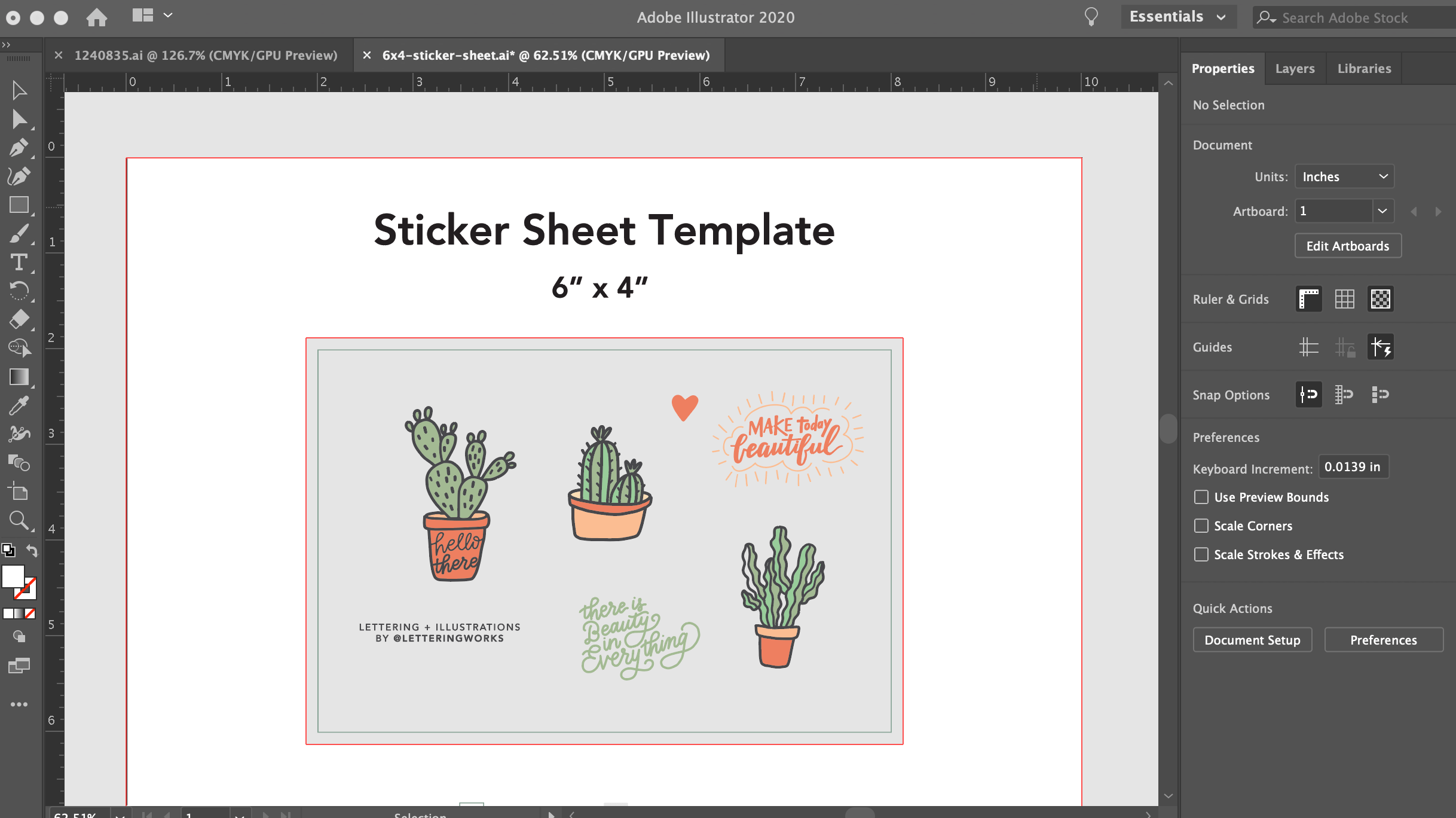 Sticker sheet artwork setup