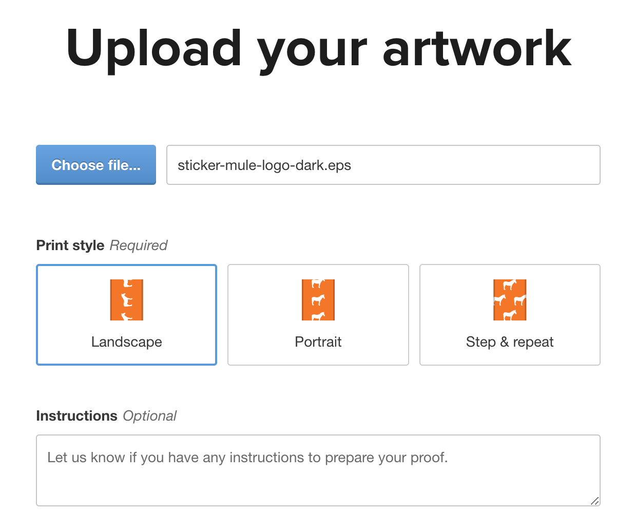 screenshot of packaging tape layout options