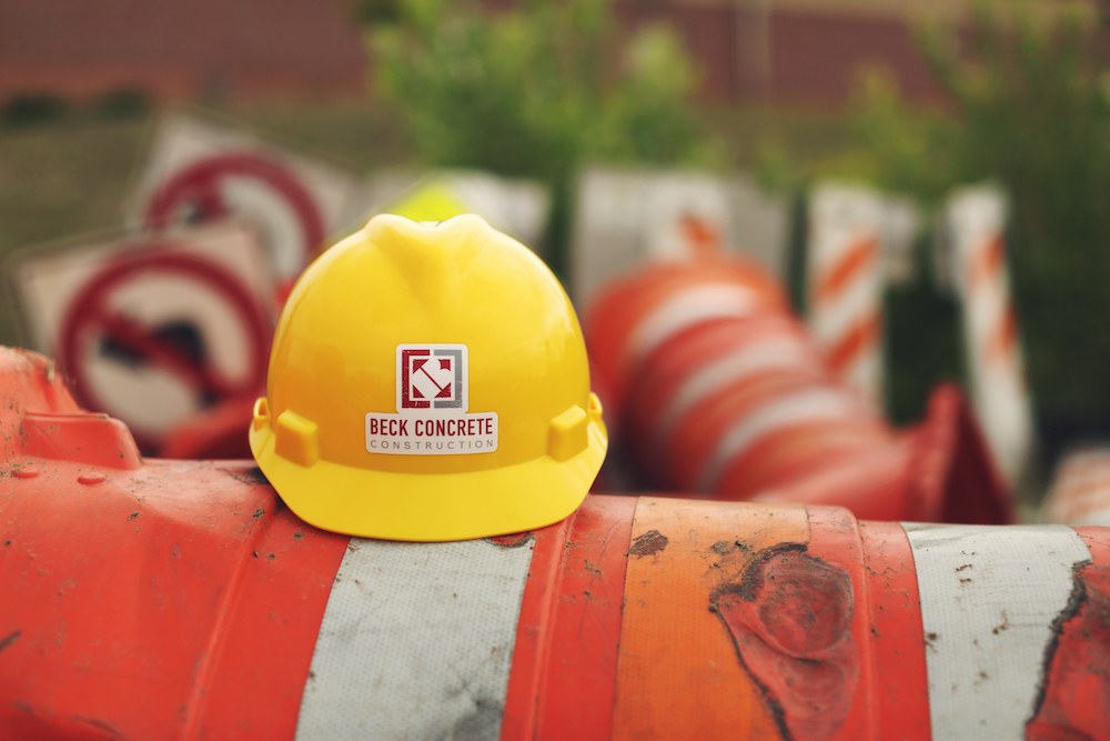 Hard hat with custom stickers