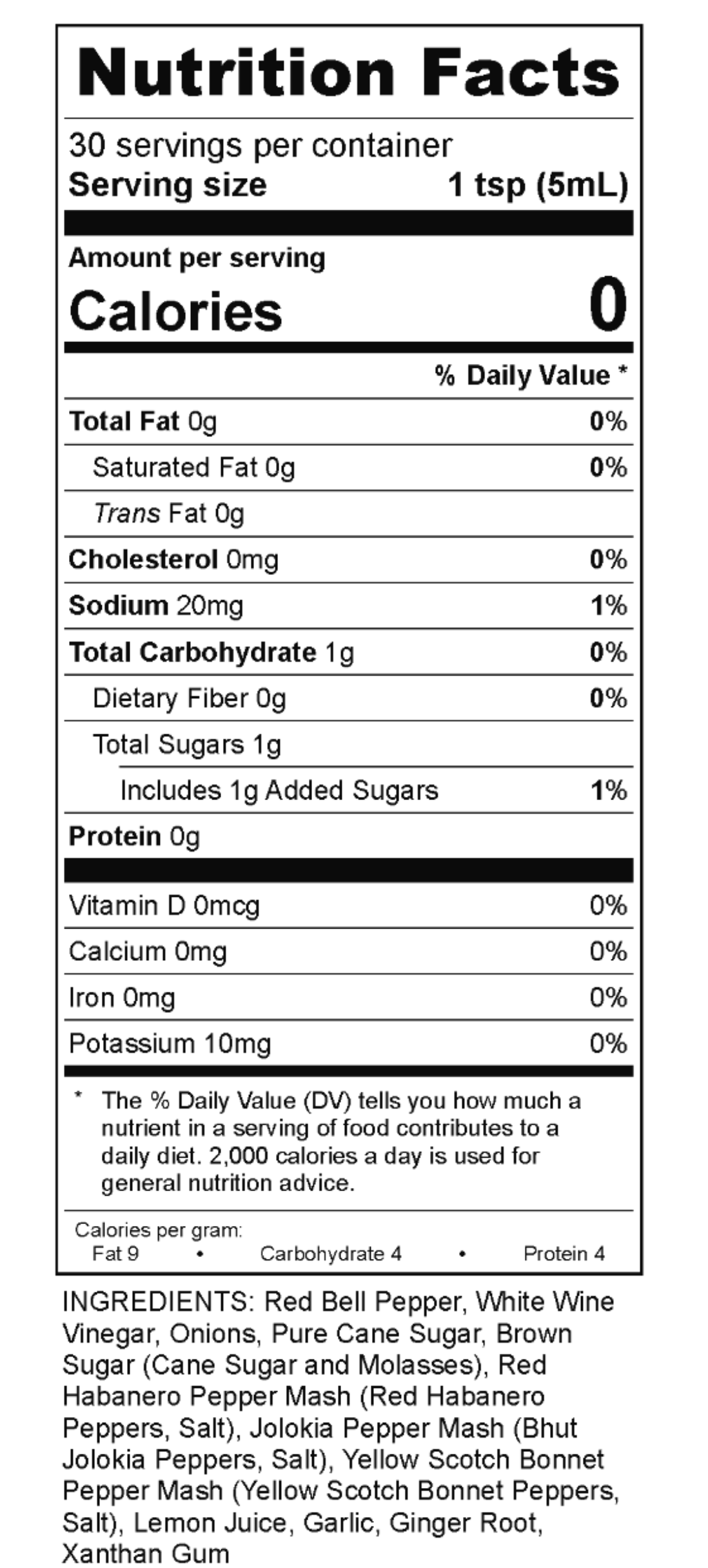 Información nutricional de Mule Sauce