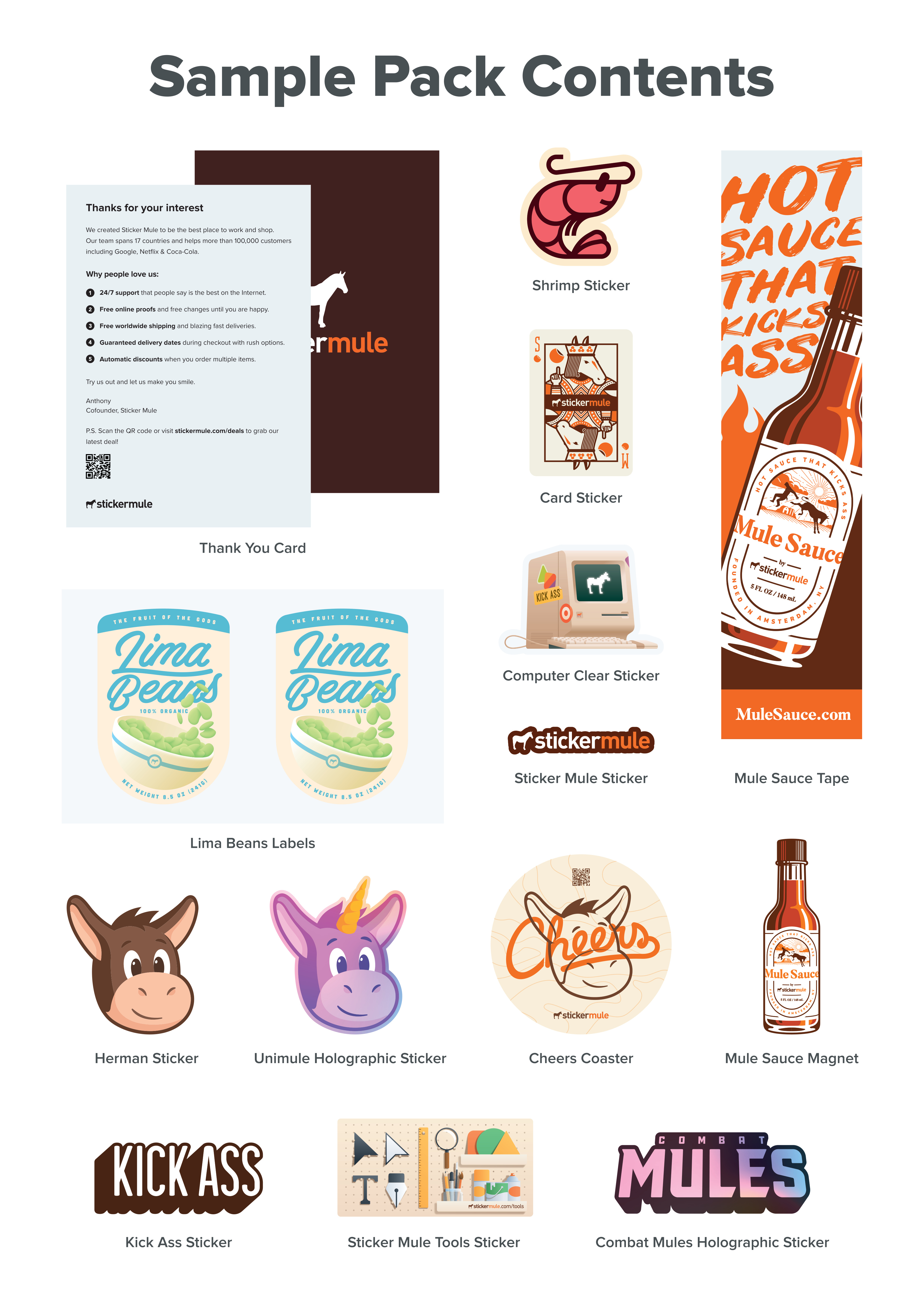 What is included in your sample pack? | Sticker Mule