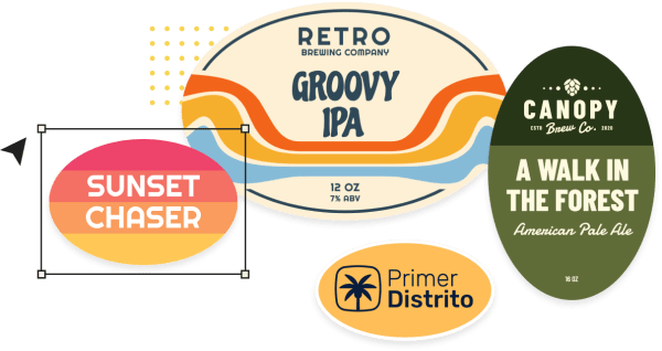 Gestalten und entwerfen Sie ovale Etiketten online mit einem Tool namens Studio