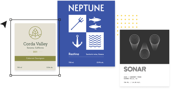 Gestalten und entwerfen Sie Weinetiketten online mit einem Tool namens Studio