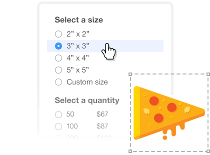 Image of size estimate selection