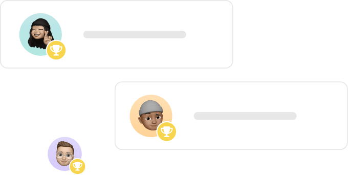 Example giveaway winner panels with their avatar and name.
