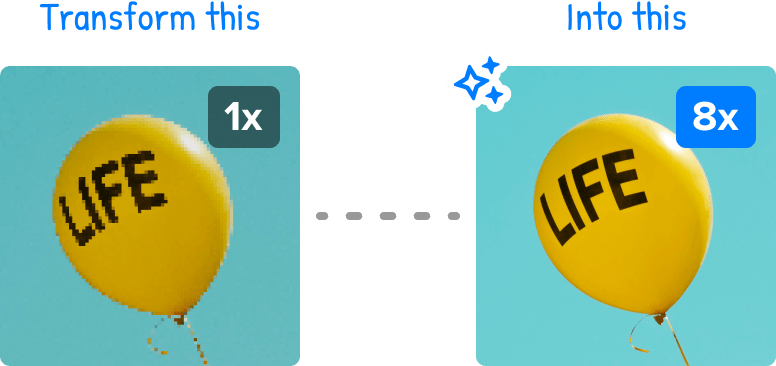 ingrandire un'immagine di un palloncino gratis con un upscaler ai